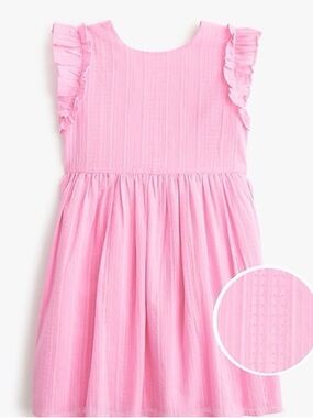 Crewcuts Pink Ruffled Sundress Sleeveless Bow in Back Casual Textured